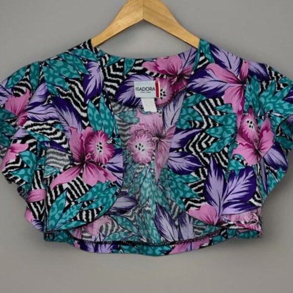 Vtg Isadora New York - 2 Piece Dress & Jacket Set - Tropical Floral Zebra - Sz 5 - Picture 13 of 14